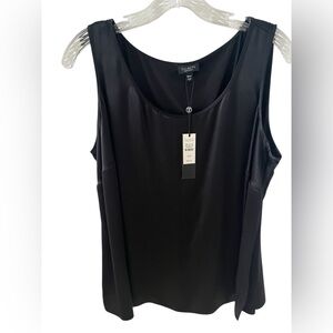 NWT Talbots Womens 16P Petite Black 100% Silk Shell Tank Top Sleeveless Blouse